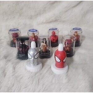 Good 2 Grow Juice Topper & Podz Lot of 9 Super Hero Spider Man Iron Wonder Woman